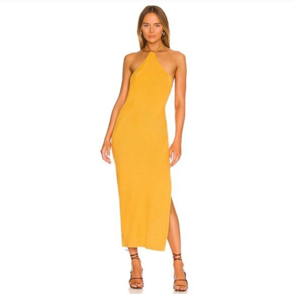 Free People FP Beach Kristy Sweater Midi Dress Fade Yellow Size XS